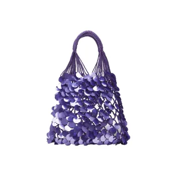 ZARA Polyester Blended Cotton Handbag Large Size Women's Purple