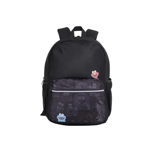 Anta Sesame Street Collaboration Fabric Backpack Regular Women's Black