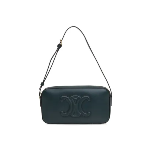CELINE Triomphe Shiny Calfskin Portable Crossbody Bag Shoulder Bag Women's Green