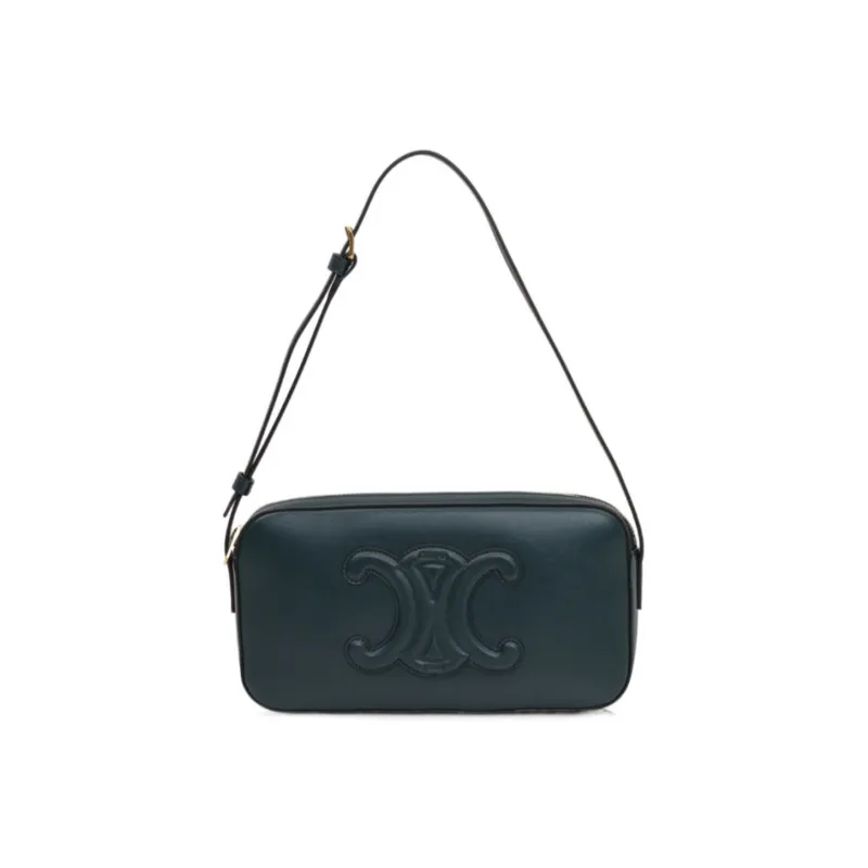 CELINE Triomphe Shiny Calfskin Portable Crossbody Bag Shoulder Bag Women's Green-0