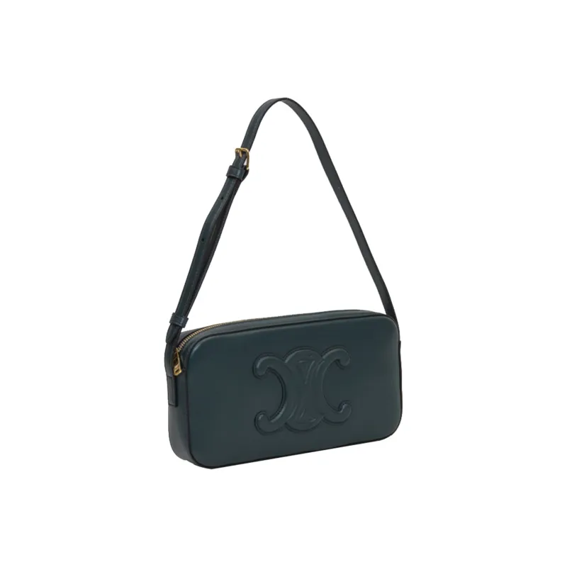 CELINE Triomphe Shiny Calfskin Portable Crossbody Bag Shoulder Bag Women's Green-1