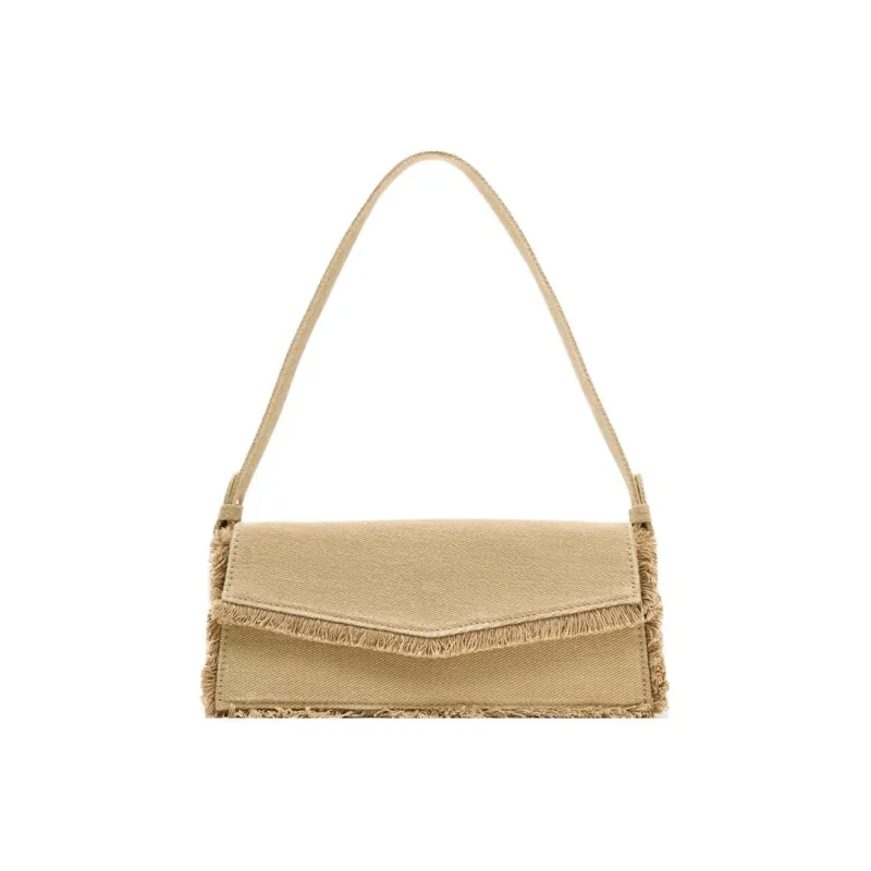 ZARA Cotton Shoulder Bag Trumpets Women's Brown-0