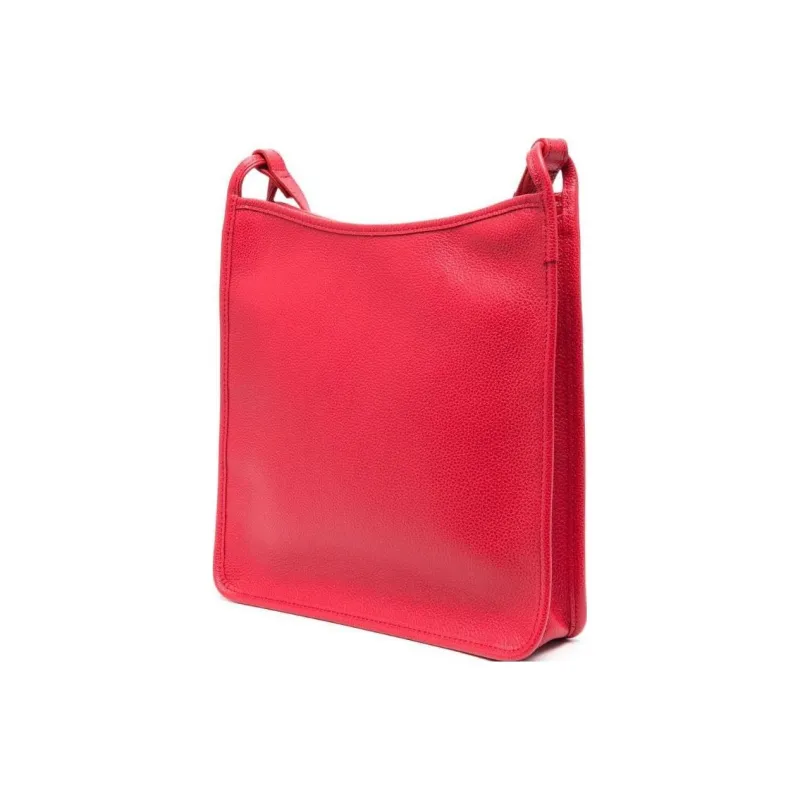 LONGCHAMP Leather Shoulder Bag Crossbody Bag Medium Size Women's Red-1