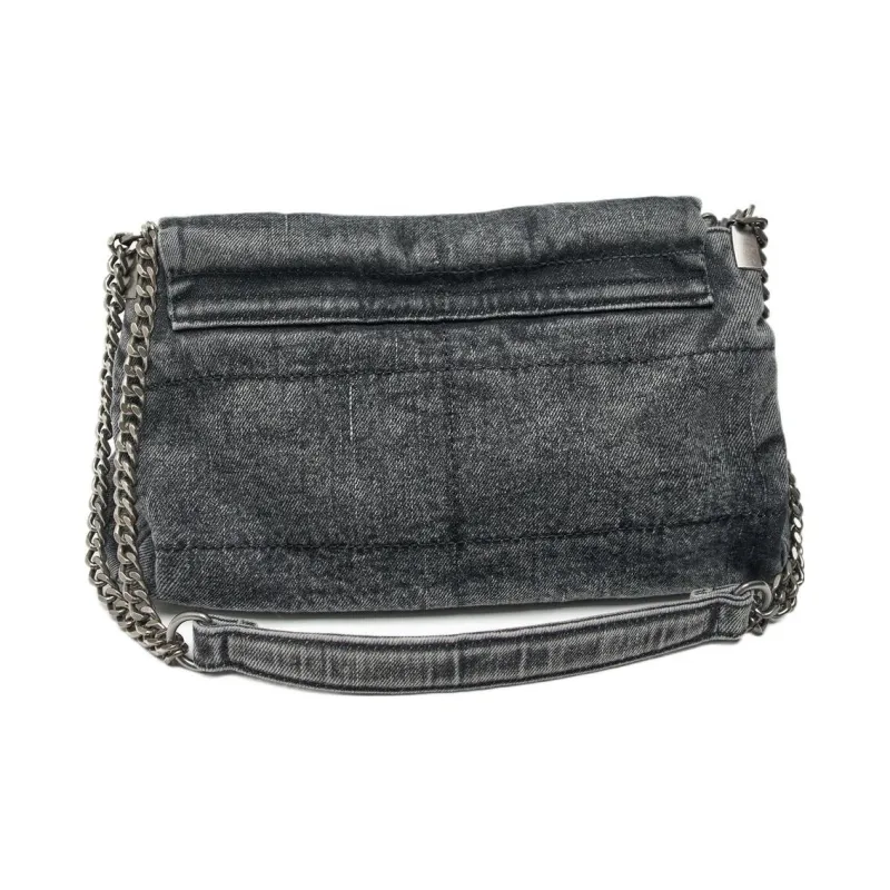 ZARA PU Shoulder Bag Women's Blue Denim-3