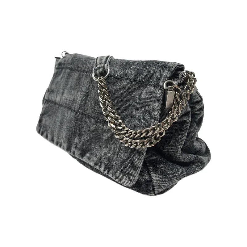 ZARA PU Shoulder Bag Women's Blue Denim-1