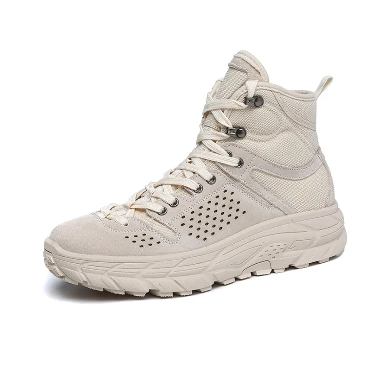 YEDANI High Top Chunky Sneakers Men's Beige Gray-1