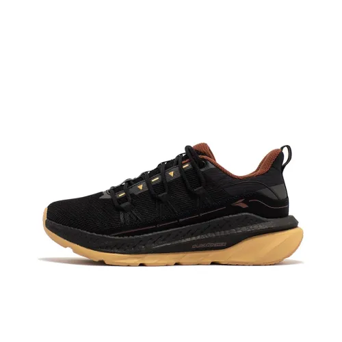 361° Fiery Red Fall And Winter Abrasion-Resistant Low-Top Running Shoes Men's Obsidian Black/Coffee Brown