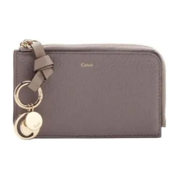 Chloe Genuine Leather Card Holder Wallet Women's Gray