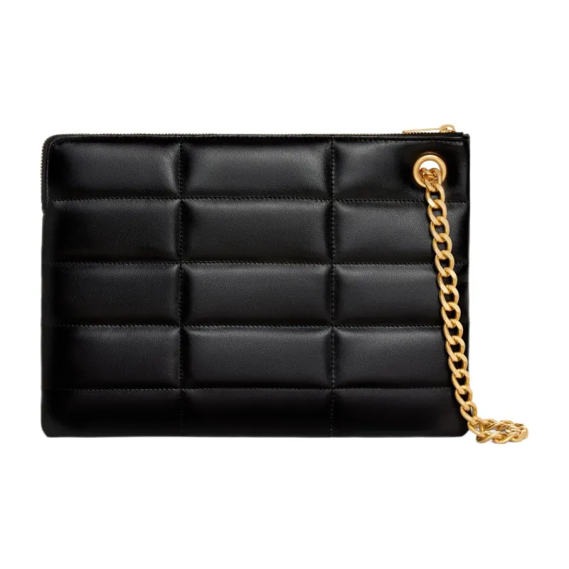 CELINE Calfskin Handbag Clutch Trumpets Women's Black-2