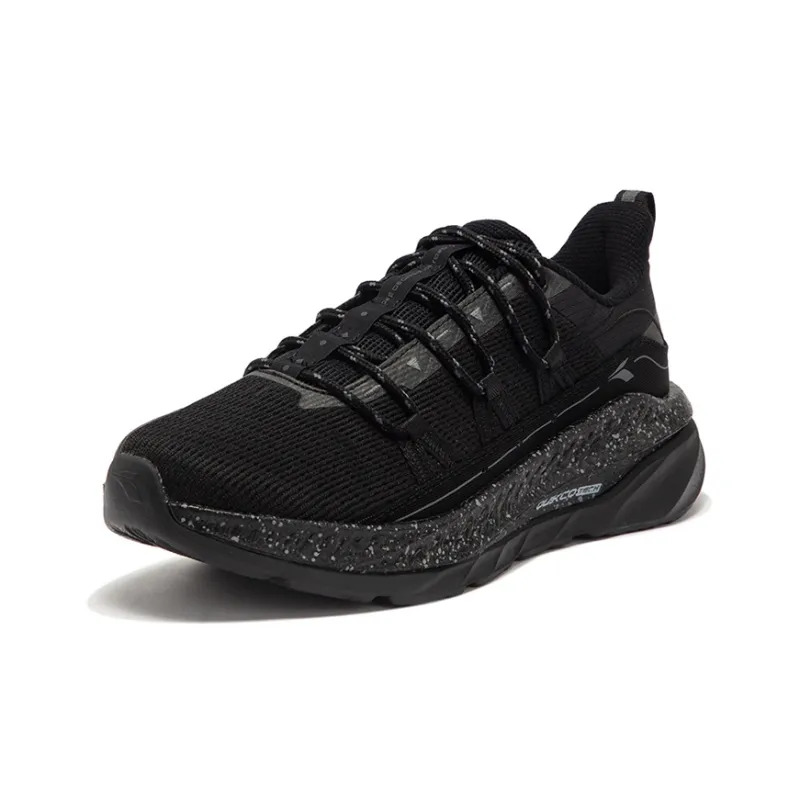 361° Fiery Red Fall And Winter Wear Resistant Low Top Running Shoes Men's Obsidian Black/Smoke Gray-1
