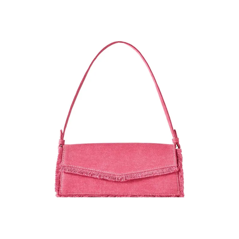 ZARA Cotton Shoulder Bag Women's Peach Pink-0