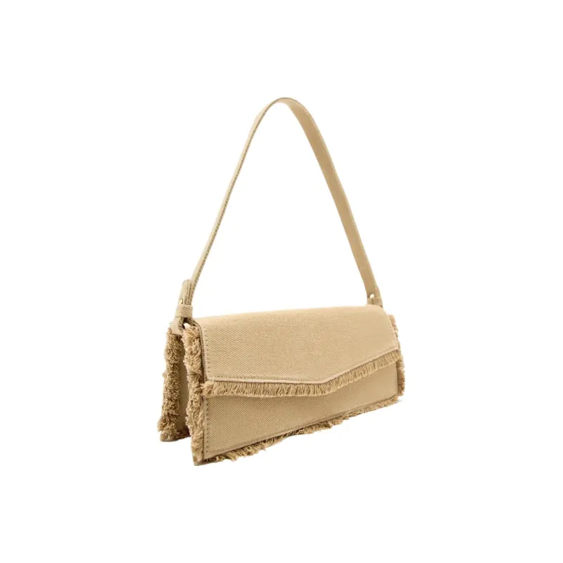 ZARA Cotton Shoulder Bag Trumpets Women's Brown-2