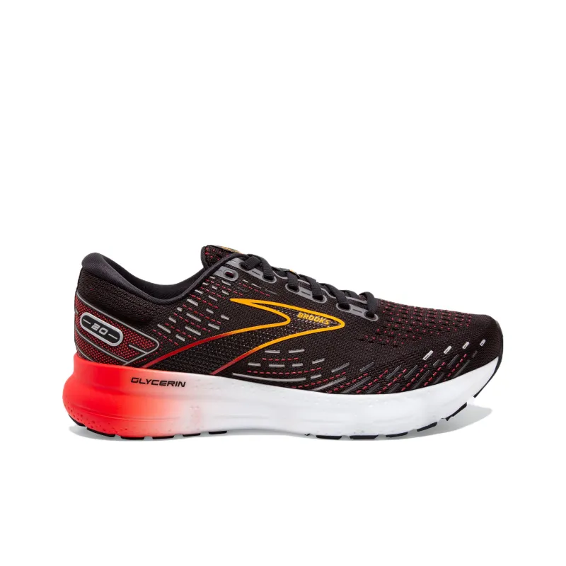 Brooks Glycerin 20 Slip-Resistant Low-Top Casual Running Shoes Men's Black Red-1