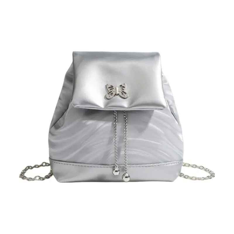 NOMK PU Chain Backpack Regular Women's Silver-0