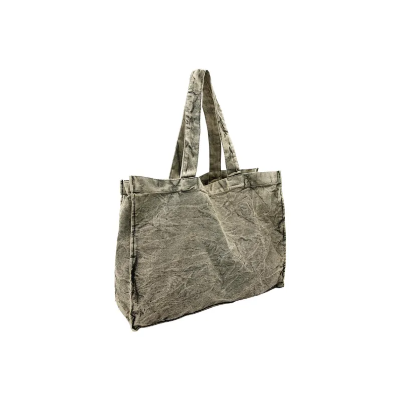 ZARA Cotton Tote Bag Shopping Bag Handbag Large Size Women's Gray-1