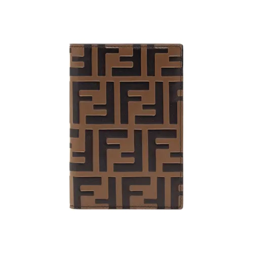 FENDI Cow Leather Passport Holder Women's Brown