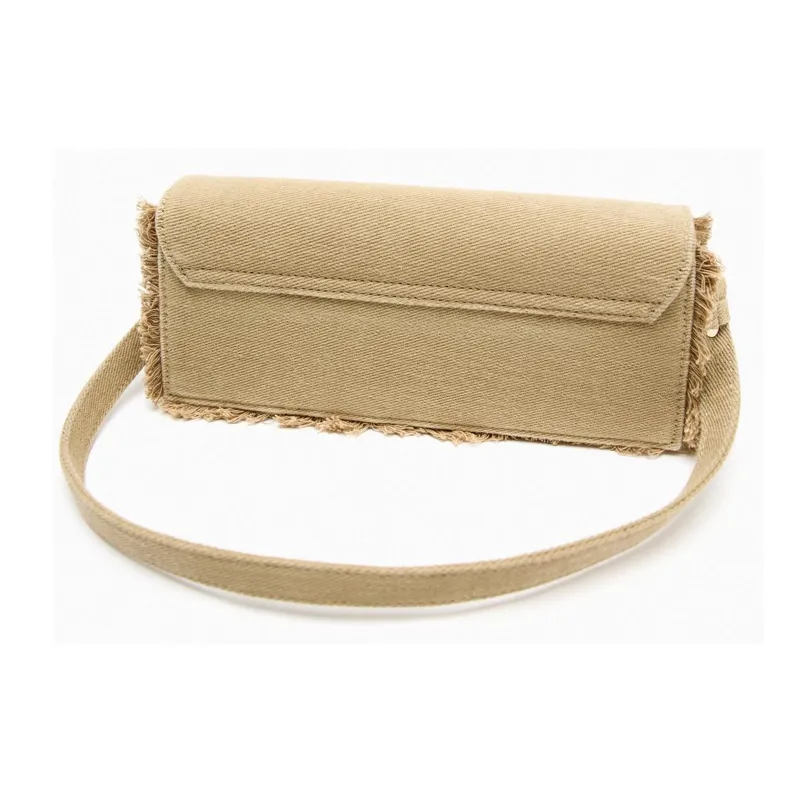 ZARA Cotton Shoulder Bag Trumpets Women's Brown-4