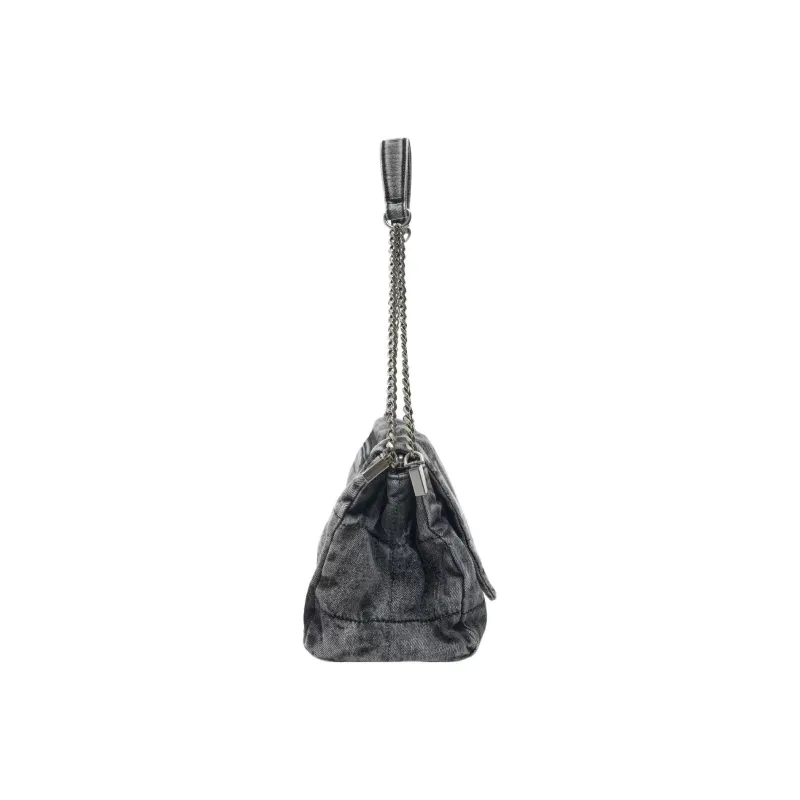 ZARA PU Shoulder Bag Women's Blue Denim-2