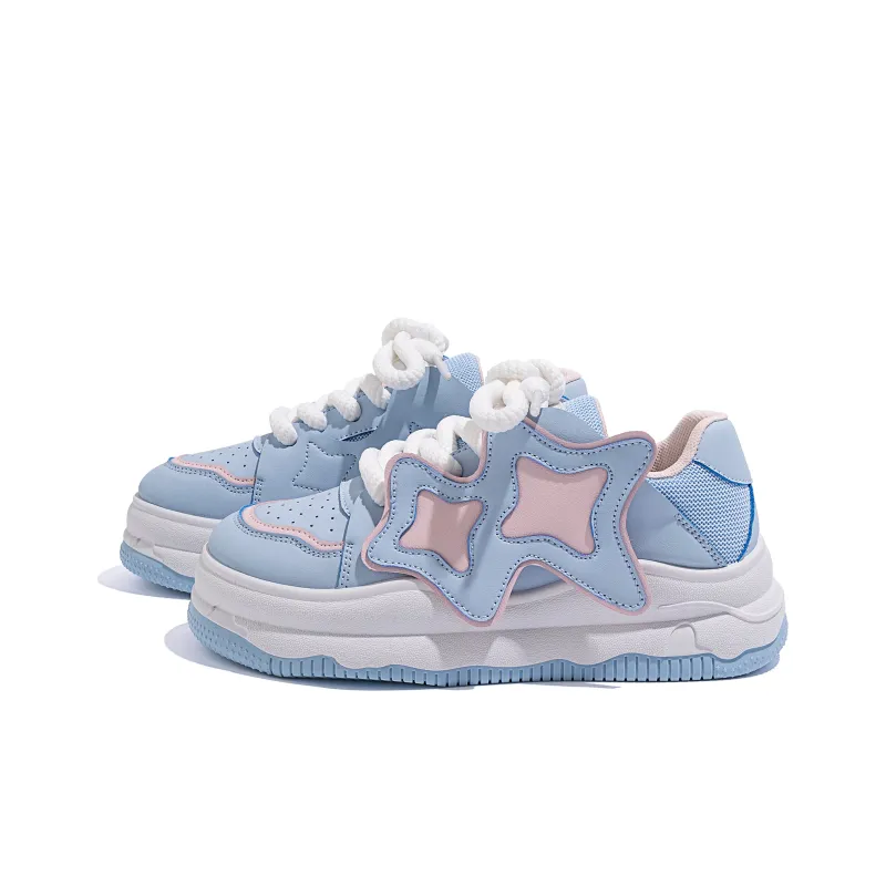 HUANQIU Slip Resistant Low Top Skateboard Shoes Women's Light Blue-1