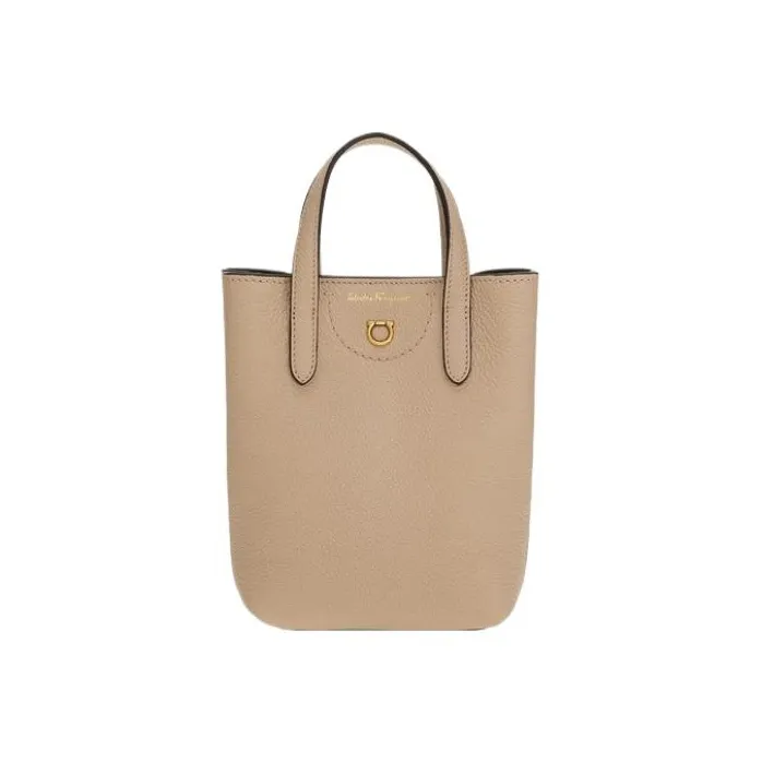FERRAGAMO Calfskin Tote Bag, Shopping Bag, Shoulder Bag, Handbag Regular Women's Light Brown-0