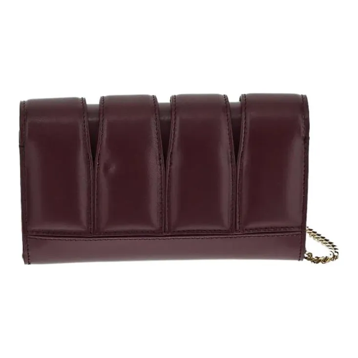 Alexander McQueen Leather One Shoulder Crossbody Clutches Women's Burgundy-2