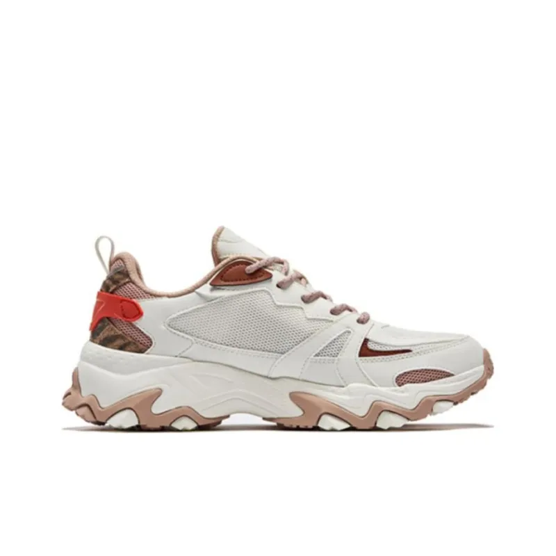 QIAODAN Anti Slip And Wear Resistant Lightweight Low Top Running Shoes Men's Beige Orange-1