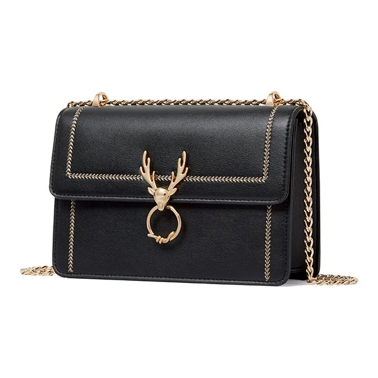 TUCANO Authentic Cow Leather, Synthetic Leather Chain Bag, Small Square Bag, Shoulder Bag Women's Cream White/Black-7