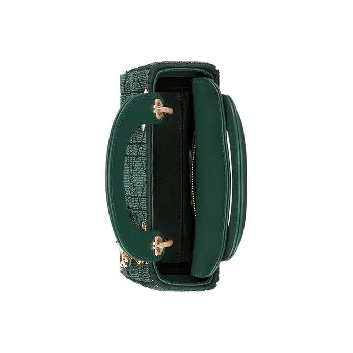 DIOR Lady Dior Cotton Micro Pearl Embroidery Shoulder Bag Crossbody Bag Handbag Mini Women's Pine Green-3