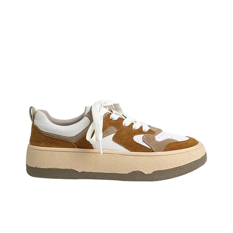 Wonderful Couple Anti Slip Wear Resistant Low Top Skateboard Shoes Women's Khaki-1