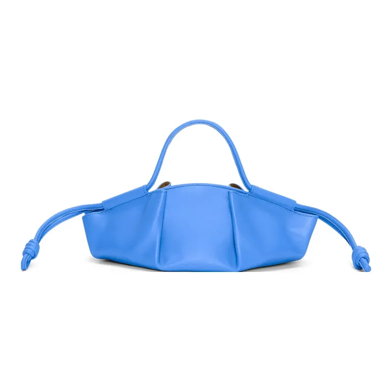 LOEWE Bright Nappa Cow Leather Dumpling Bag, Shoulder Bag, Crossbody Bag, Handbag Trumpets Women's Blue-4