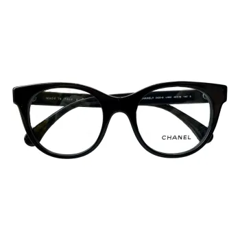 CHANEL Plate Frame With Rhinestones Butterfly Eyeglass Frames Women's Black