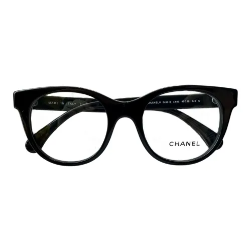 CHANEL Plate Frame With Rhinestones Butterfly Eyeglass Frames Women's Black