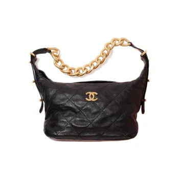 CHANEL 22c Early Spring Cow Leather Dumpling Bag, Handbag, Shoulder Bag, Crossbody Bag Medium Size Women's Black