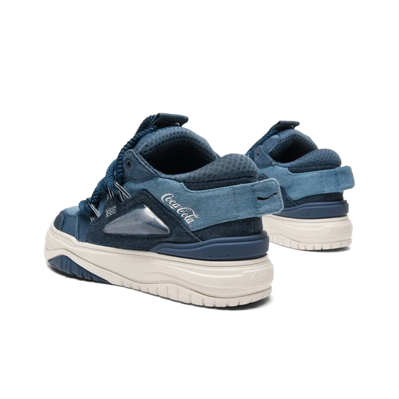 Coca-Cola Low-Top Skateboard Shoes 4cm Unisex Denim Blue-4