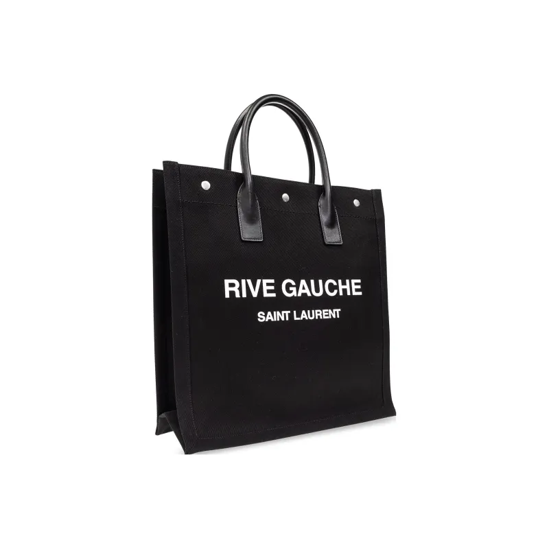 SAINT LAURENT Rive Gauche Canvas With Calfskin Tote Bag, Shopping Bag, Canvas Bag, Handbag Men's Black-1