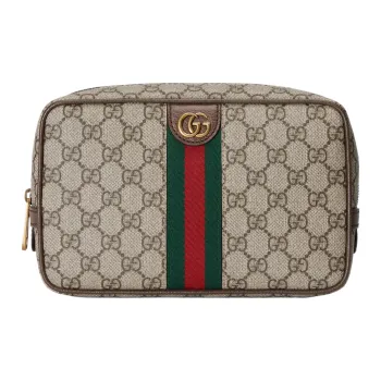GUCCI Canvas Bag Toiletry Bag Women's Beige/Ebony