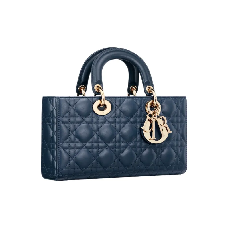 DIOR Lady D JOY Lambskin Shoulder Bag, Crossbody Bag, Handbag Medium Size Women's Deep Sea Blue-1