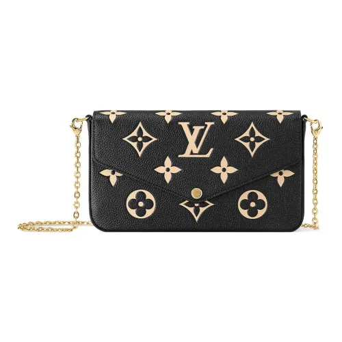 LOUIS VUITTON ASZCZ Félicie Grained Calfskin Handbag Shoulder Bag Women's Black