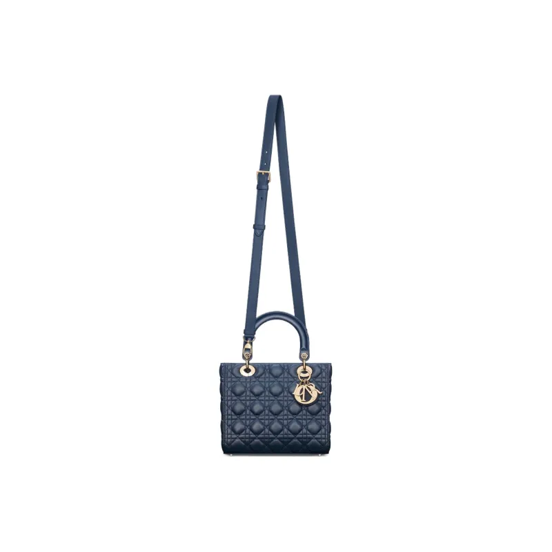 DIOR Lady Dior Sheepskin Dior Bag Shoulder Bag Crossbody Bag Handbag Medium Size Women's Deep Sea Blue-1