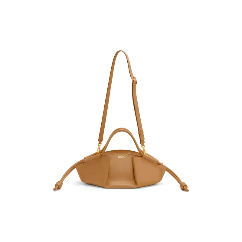 LOEWE Bright Nappa Cow Leather Dumpling Bag, Shoulder Bag, Crossbody Bag, Handbag Trumpets Women's Oak-1