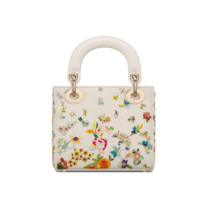 DIOR Lady Dior Cow Leather Dior Bag Shoulder Bag Crossbody Bag Handbag Mini Women's White/Multicolor-3