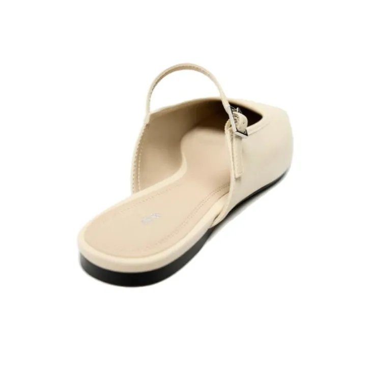 ZARA Rubber Sole Wrap-toe Slippers Women's Beige-2