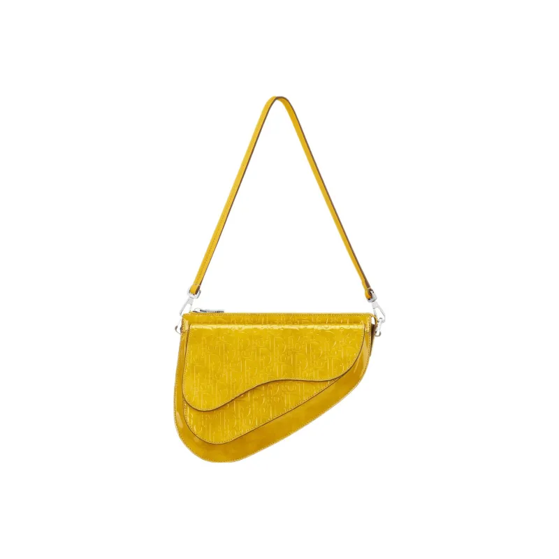 DIOR Oblique Gravity Leather Saddle Bag Handbag, Shoulder Bag Men's Yellow-4