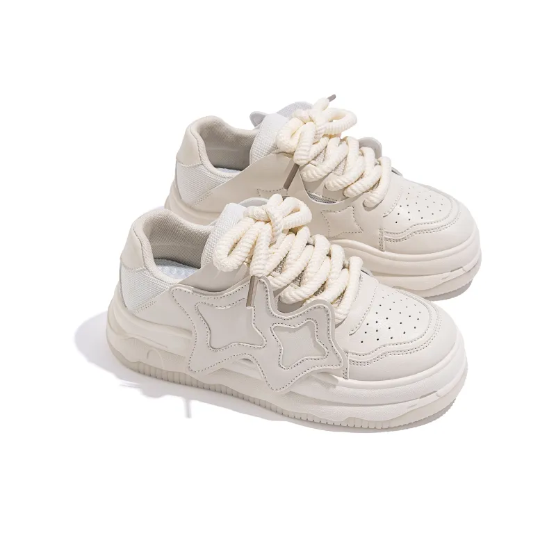 HUANQIU Stylish Skateboarding Shoes Women's Beige-5