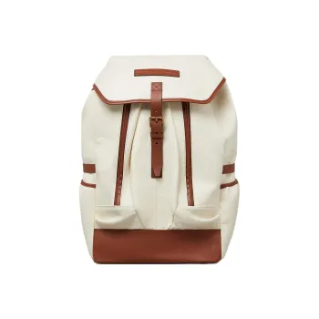 Brunello Cucinelli Grained Calfskin With Smooth Leather Binding Backpack Regular Men's White