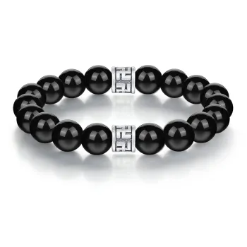 SEVEN COOK Obsidian Bracelet 999 Fine Silver Men's