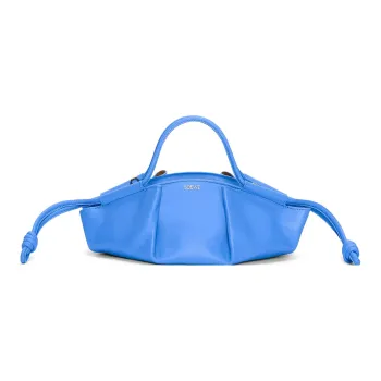LOEWE Shiny Nappa Cow Leather Dumpling Bag Shoulder Bag Crossbody Bag Handbag Small Size Women's Blue
