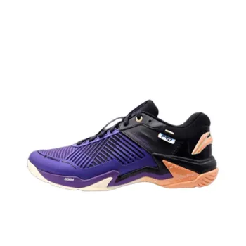 LiNing Pro Cushioned Slip Resistant Abrasion Resistant Low Top Badminton Shoes Unisex Purple Black