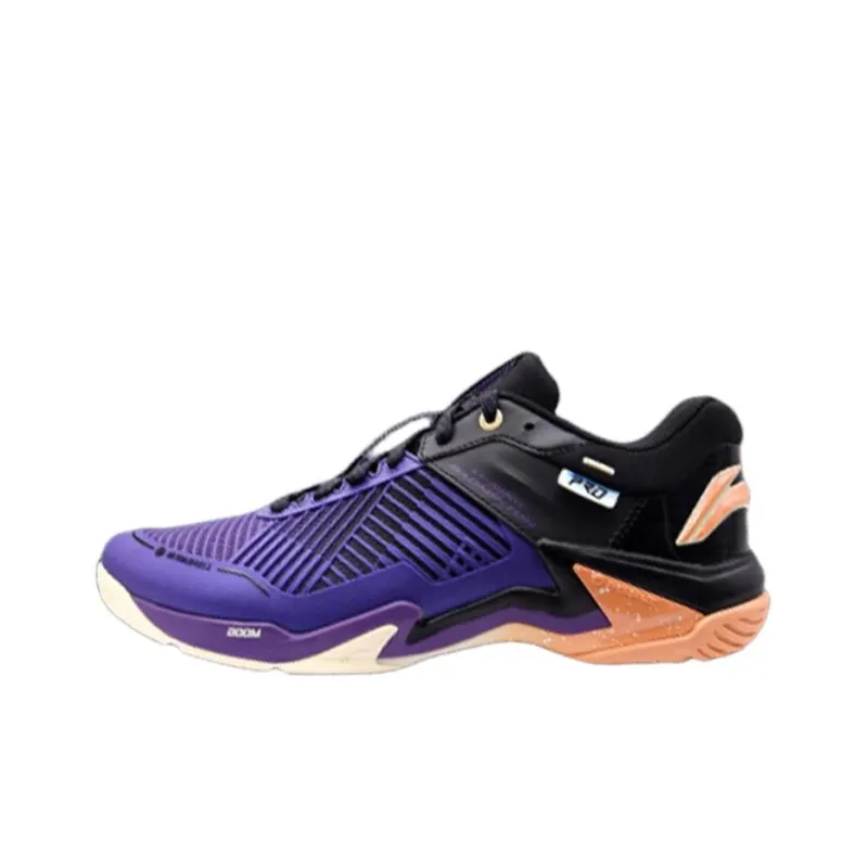 LiNing Pro Cushioned Slip Resistant Abrasion Resistant Low Top Badminton Shoes Unisex Purple Black-0