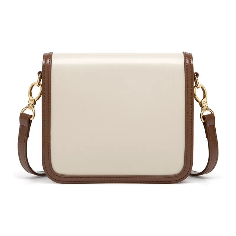 Simvay Clos Cow Leather Shoulder Bag, Crossbody Bag, Small Square Bag Small Size Women's Cheese Milk Coffee-3